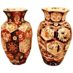 Two Similar Japanese Meiji Period Vases with Faceted Designs