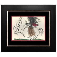 Pablo Picasso 1961 Lithograph of a 1959 Sketch Fine Art Framed Wall Art
