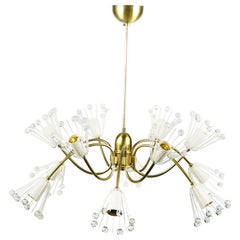Emil Stejnar for Rupert Nikoll 12 arm Brass Chandelier, Austria, 1950