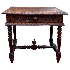 Table d'écriture française ancienne table de nuit avec tiroir PETITE en chêne sculpté vers 1900