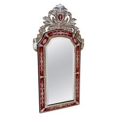 Vintage Venetian Glass Etched Wall Mirror