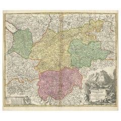 Map von Tirol und seiner Umgebung aus dem 18. Jahrhundert von Johann Baptist Homann