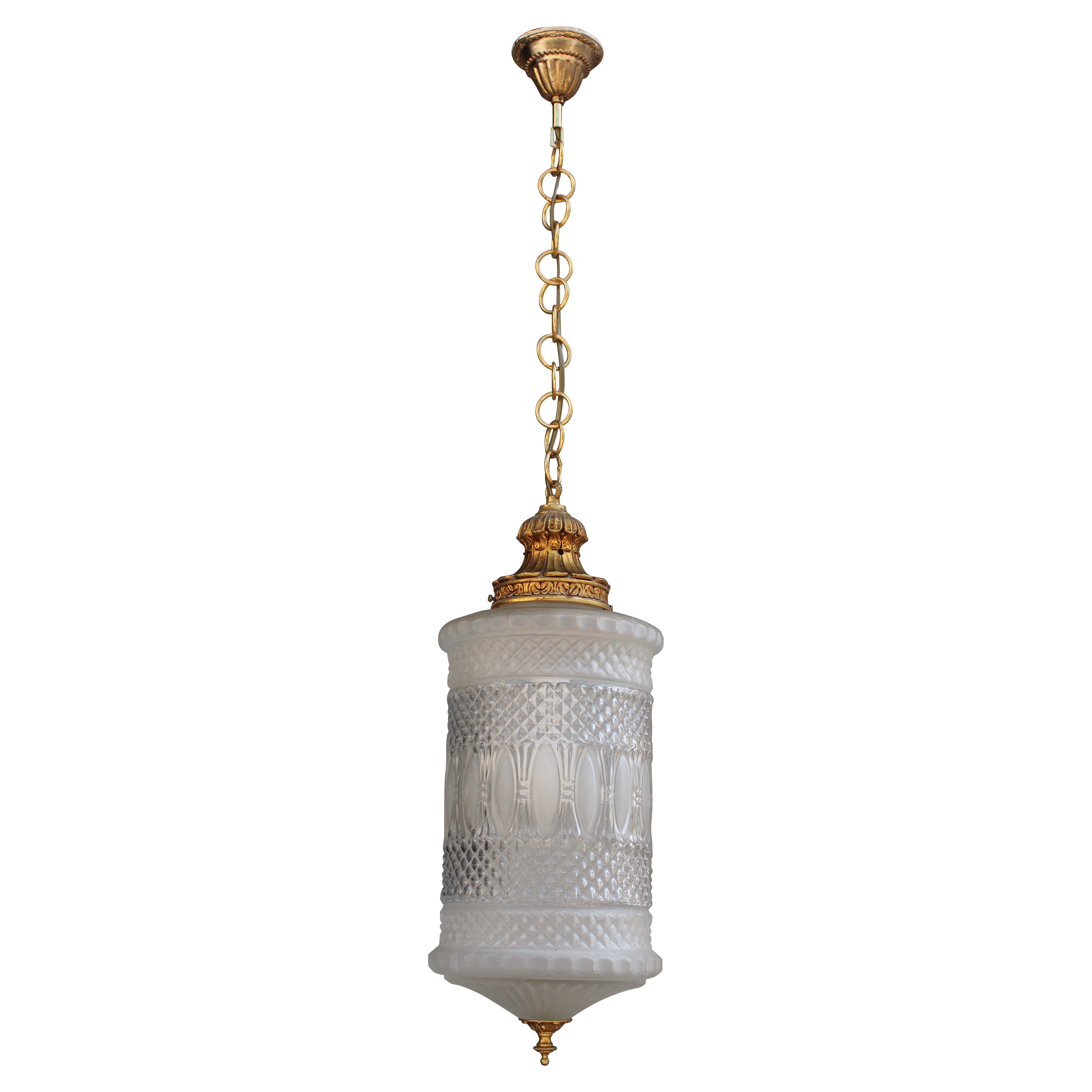 Lanterna in Cristallo e Ottone Mid-century Italian Design 1950