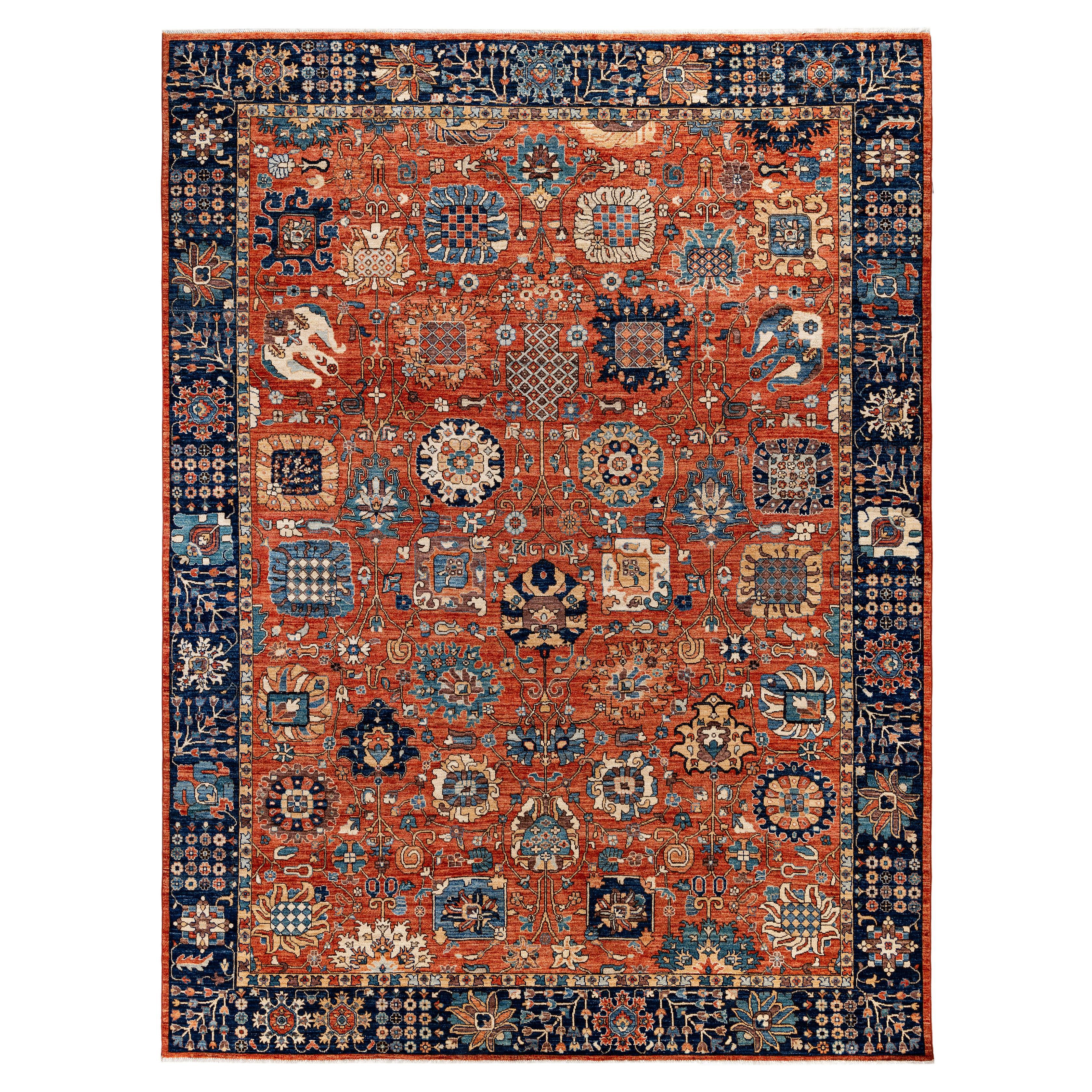 Traditional Tribal Serapi Wool Hand Knotted Red Area Rug 9' 1" x 11' 11"