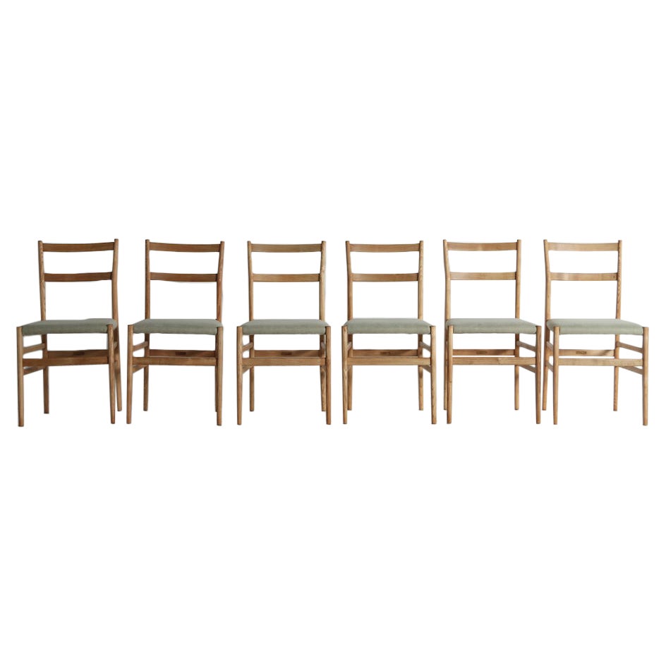 Satz von 6 Gio Ponti Leggera Modell 646 Esszimmerstühlen für Cassina, Italien, 1950er Jahre