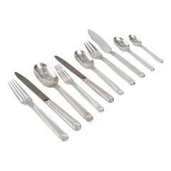 Jean Puiforcat Art Deco Cutlery Flatware Normandie Plated 8 People 92 Pieces