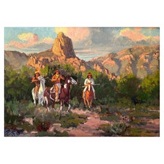 Pittura ad olio originale Western Art "Below Miner's Needle" di Ron Stewart USA