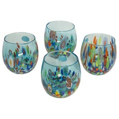 Juego de dos vasos azules de Murano, Italia, Europa, años 2000