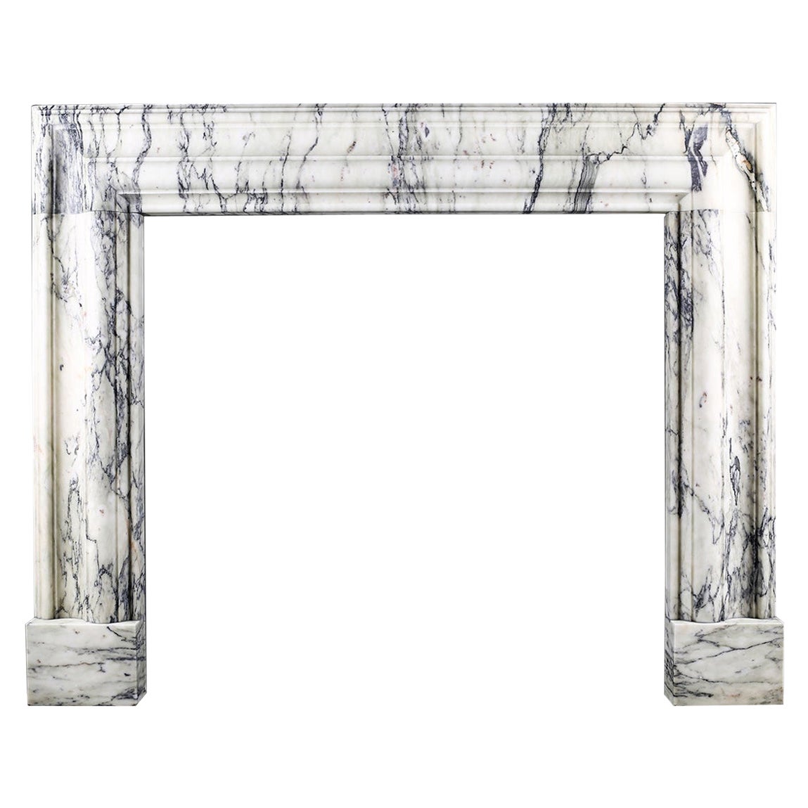 Baroque Bolection Fireplace Mantel in Italian Pavonazzo Marble