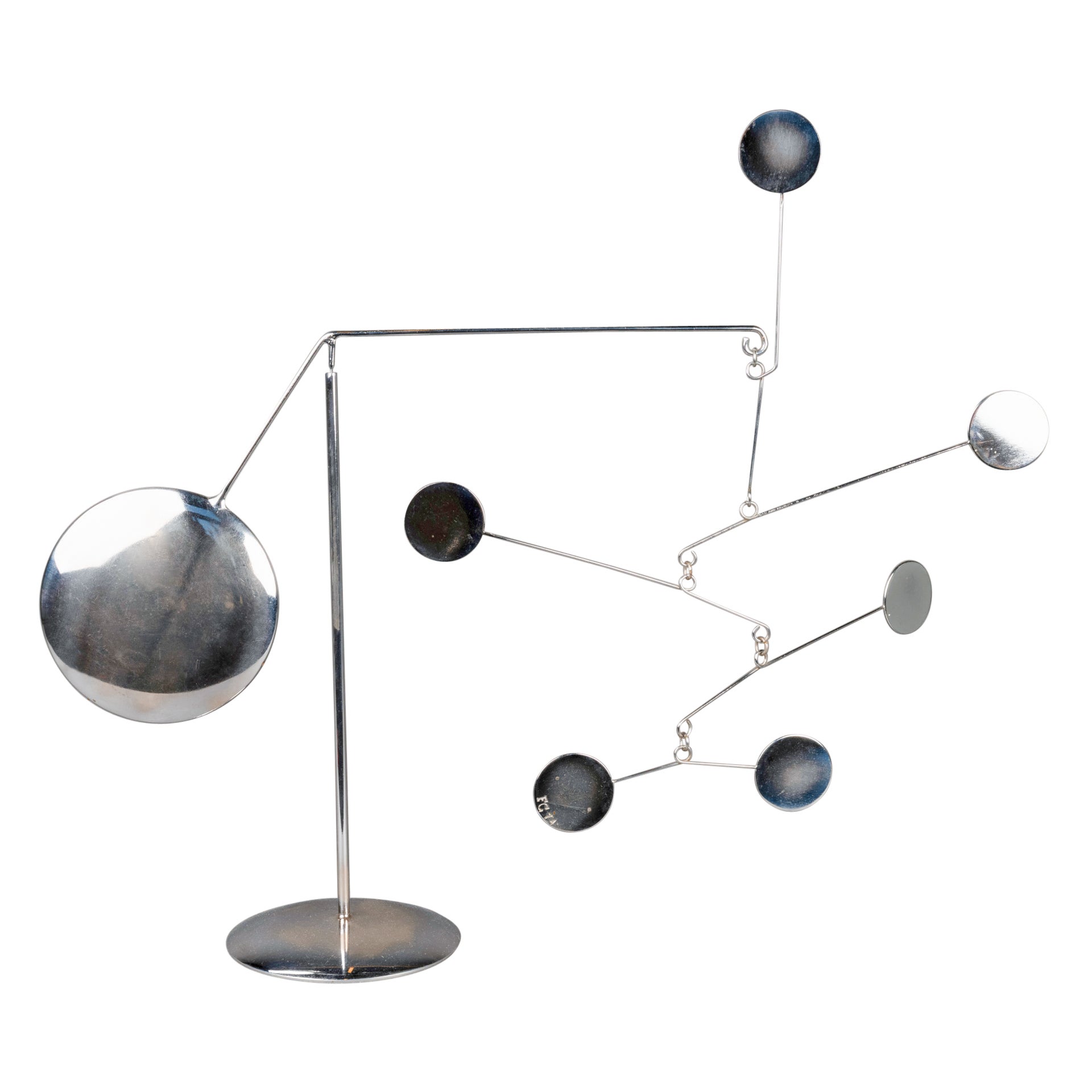 François Colette : Chrome plated signed and dated mobile sculpture - 1974