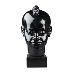 Riccardo Scarpa: Porträt eines afrikanischen Kindes, schwarz patinierte Terrakota – ca. 1950