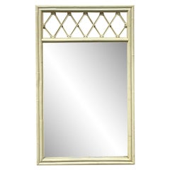 Vintage Coastal Trellis Rattan Mirror