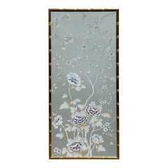 Vintage Regency Degourney gerahmte Wandteppich-Tapete im Regency-Stil
