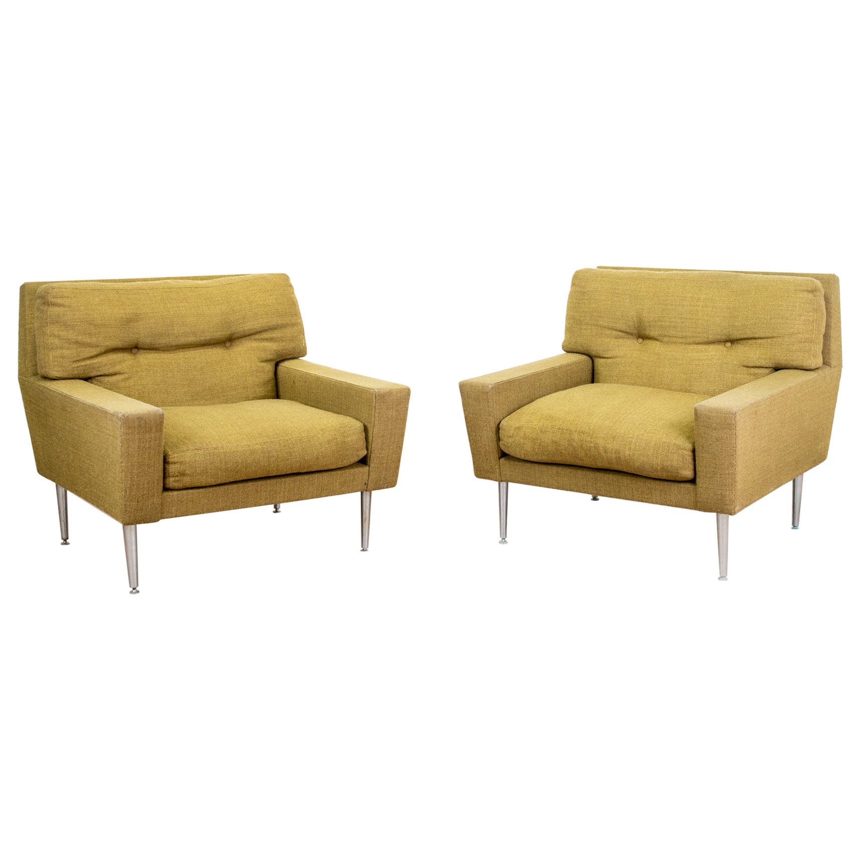 Ensemble de fauteuils géométriques avec bases en métal, 1960s