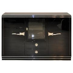 Straight Art Deco Showcase Sideboard with Curved Chrome Handles 8