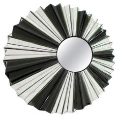 Olivier De Schrijver, Big Contemporary Black Relief Contemporary Mirror, Signed