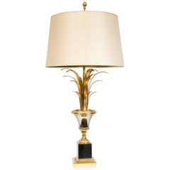 Vintage Pineapple Brass and Chrome Lamp Attributed to Maison Charles
