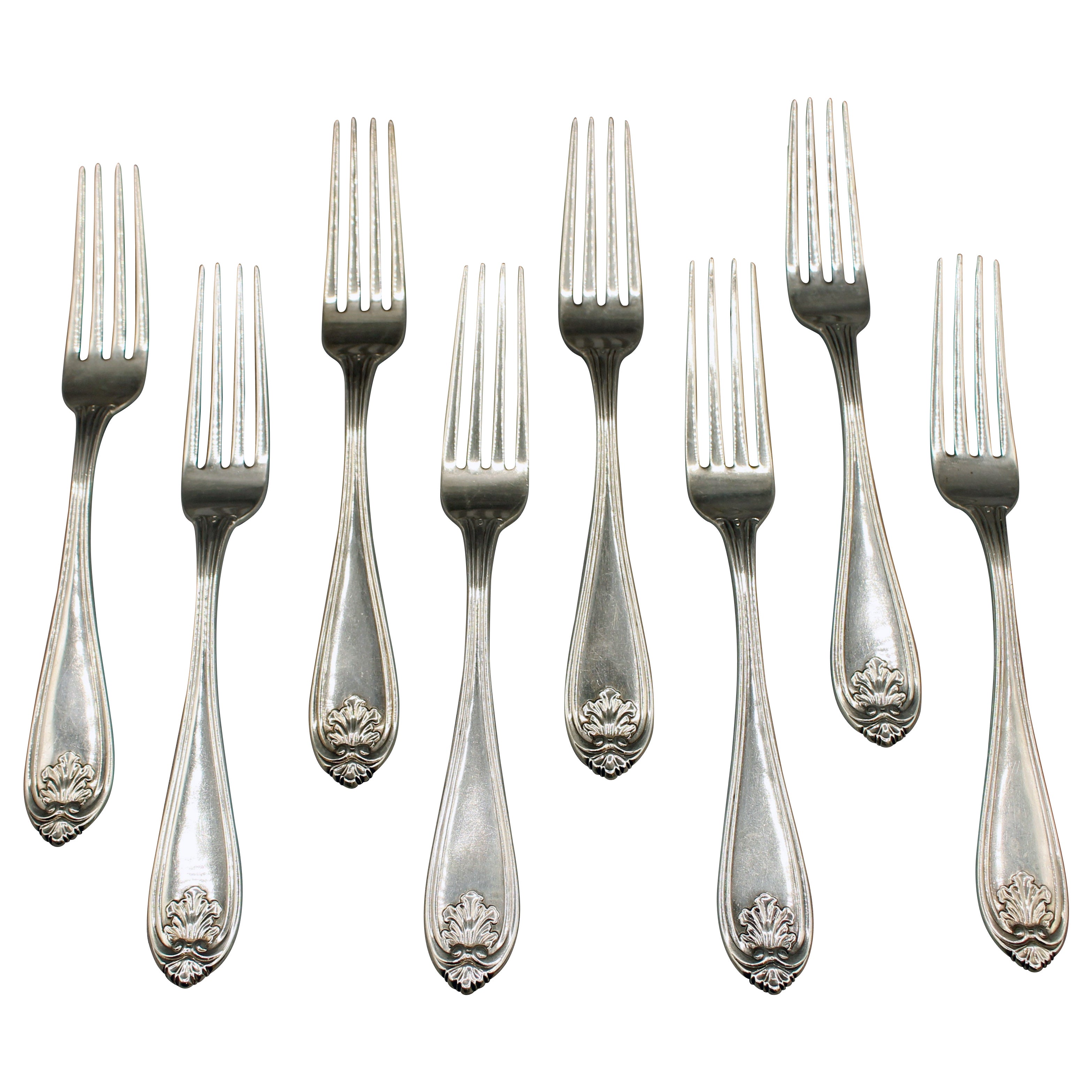 Set di 8 forchette da tavola in argento di Gorham del terzo quarto del XIX secolo