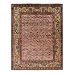 Tappeto antico Agra oversize in rosso con motivi floreali - Rug & Kilim