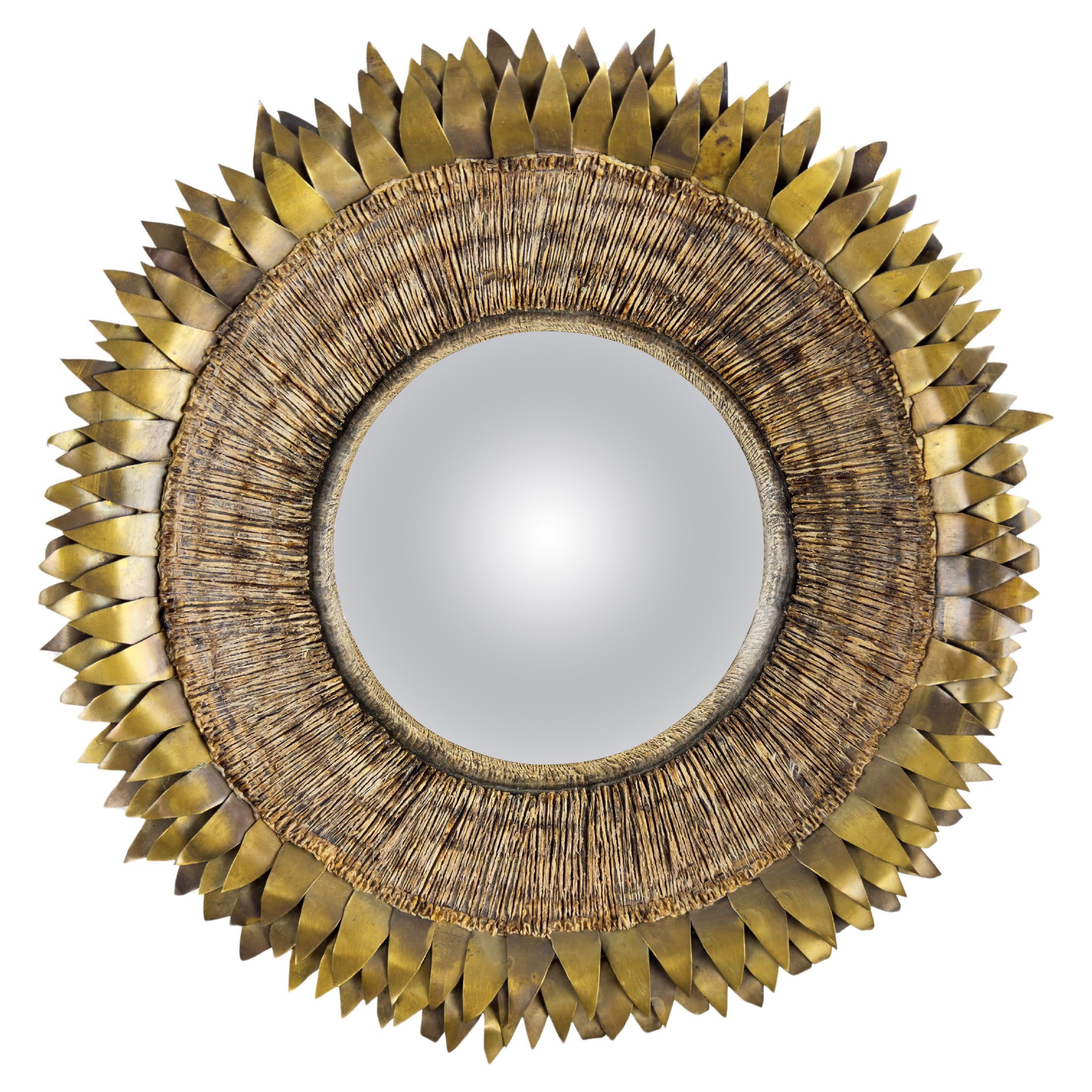 Attr. To Atelier Line Vautrin, 20th C. Gilded Brass And Talosel Convex Mirror