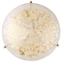 Large Textured Glass and Brass Flush Mount Light Fixture by Hillebrand, Germany 11