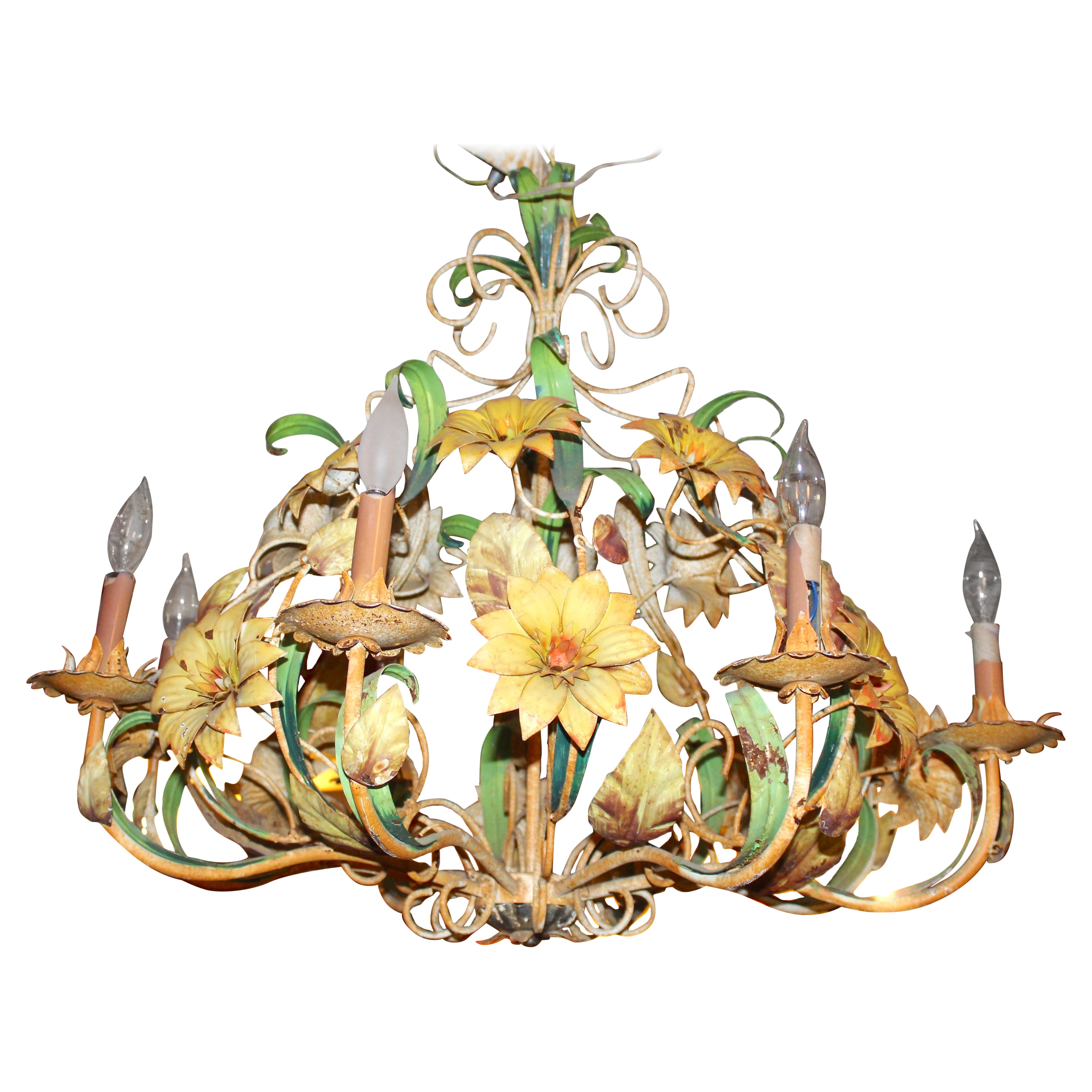 Painted Floral Chandelier