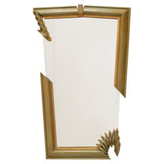 French 20th Century Hand-Carved Asymmetrical Olive Wood Wall Mirror 1990s