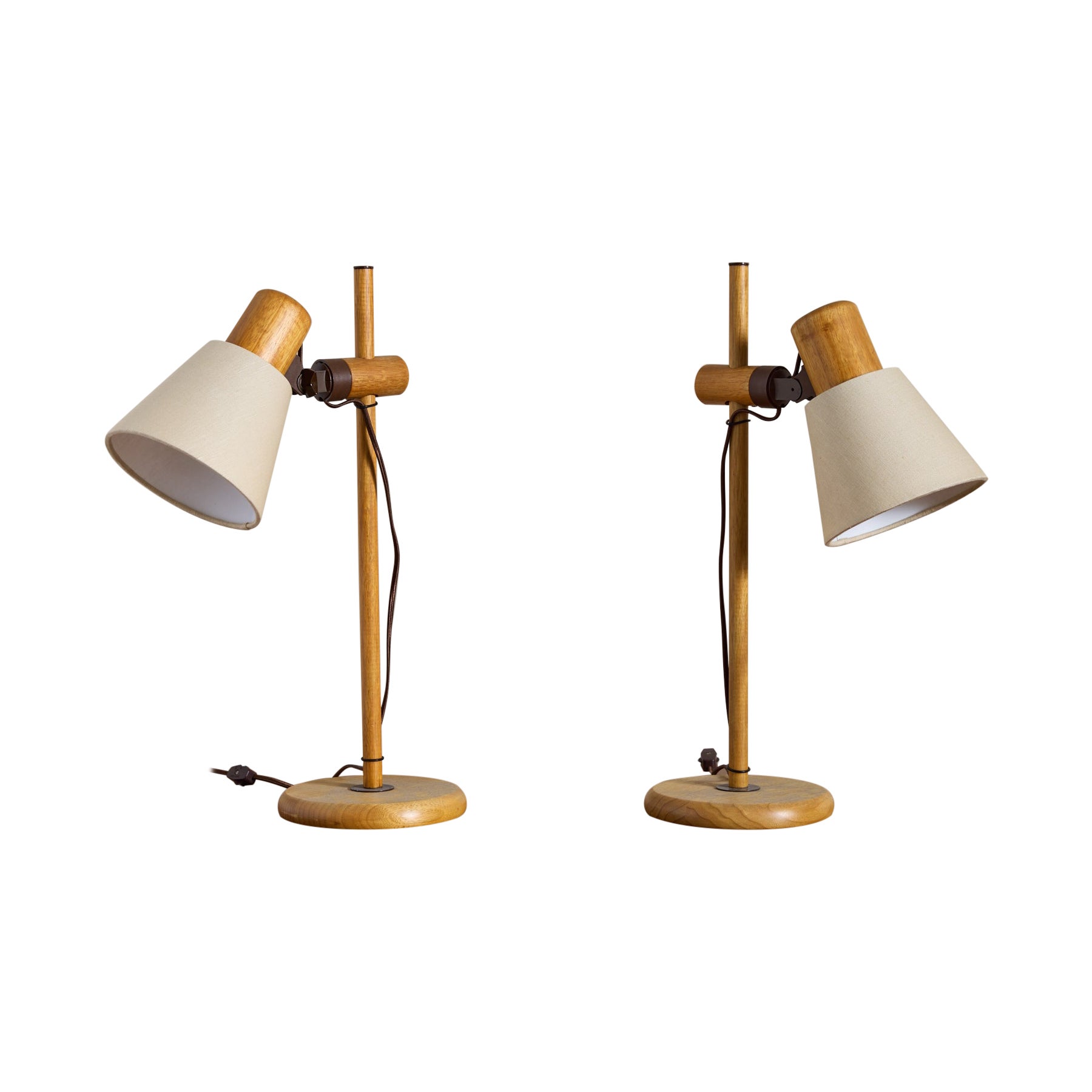 Paire de lampes de table réglables en pin hollandais en vente