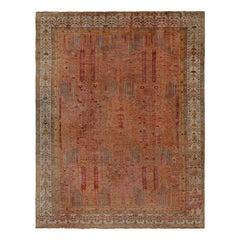 Seltener übergroßer antiker Oushak-Teppich, Terrakotta mit floralen Mustern - Rug & Kilim