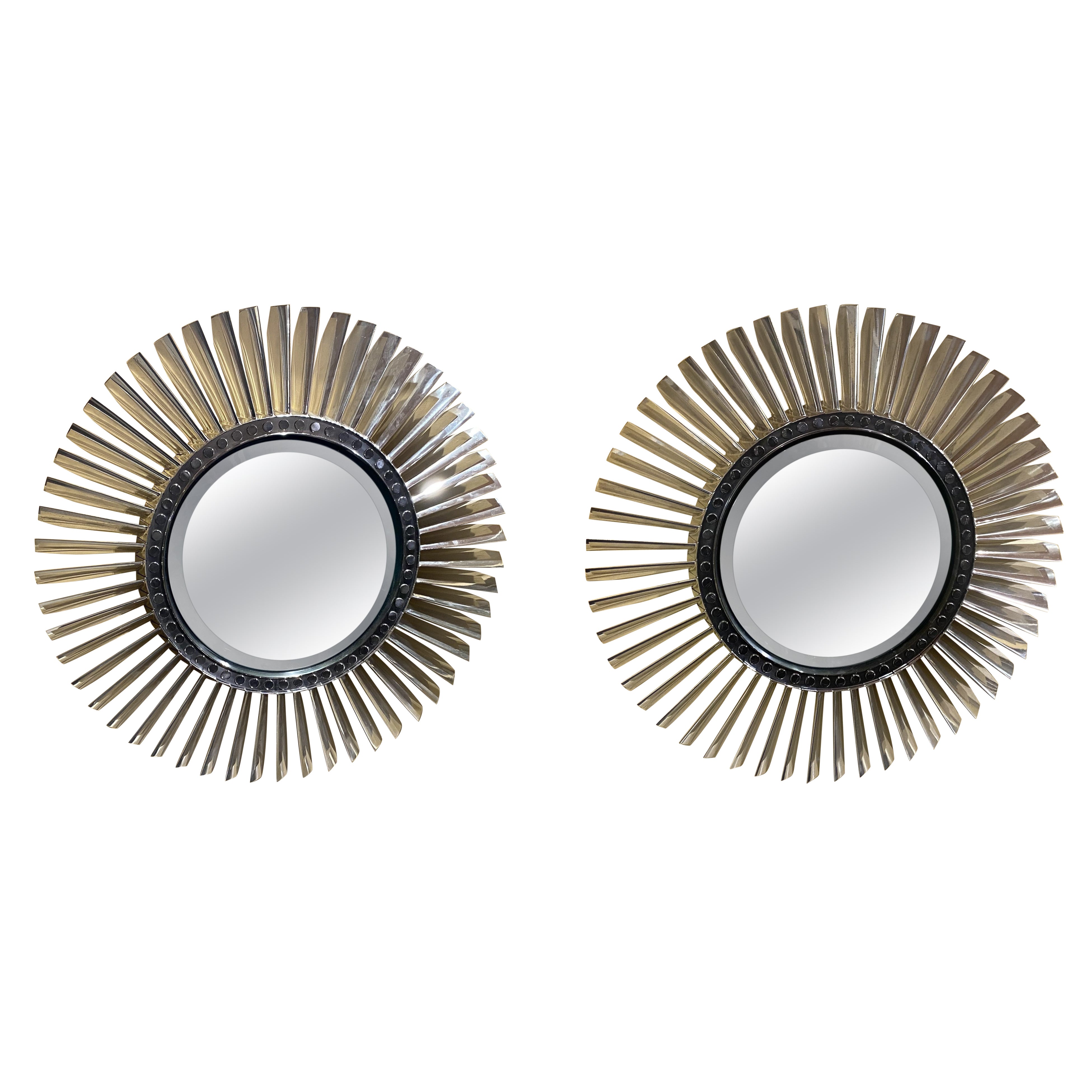 Pair of Contemporary Steel Jet Engine Turbine Fan Mirrors