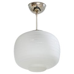 Swedish Designer, Pendant Light, Nickel, Glass, Sweden, 1930s