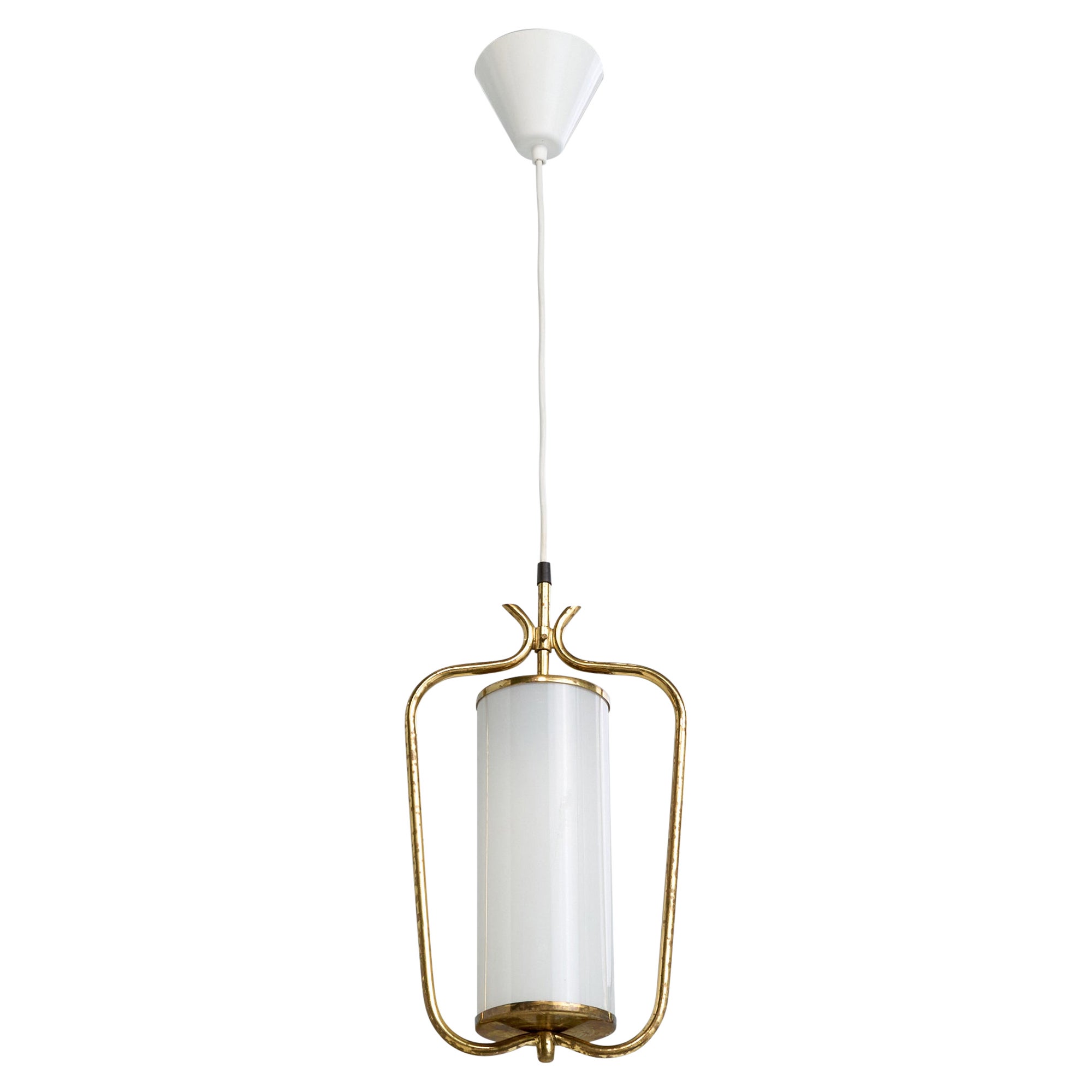Valinte, Pendant Light, Brass, Glass, Finland, 1950s