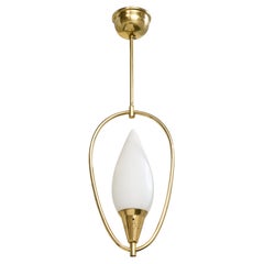 Swedish Designer, Pendant, Brass, Glass, Sweden, 1950s