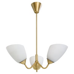 ASEA, Chandelier, Brass, Glass, Sweden, 1950s