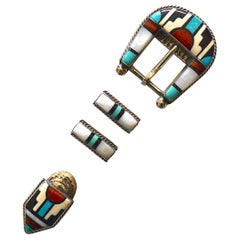 Classic Vintage Zuni Inlay Ranger Schnalle Set von Celestine & Elizabeth Cooche