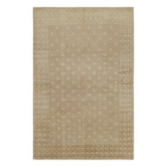 Alfombra austriaca Art Decó de Rug & Kilim en beige-marrón con motivos geométricos