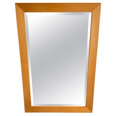 Post modern rectangular blonde birch wall mirror