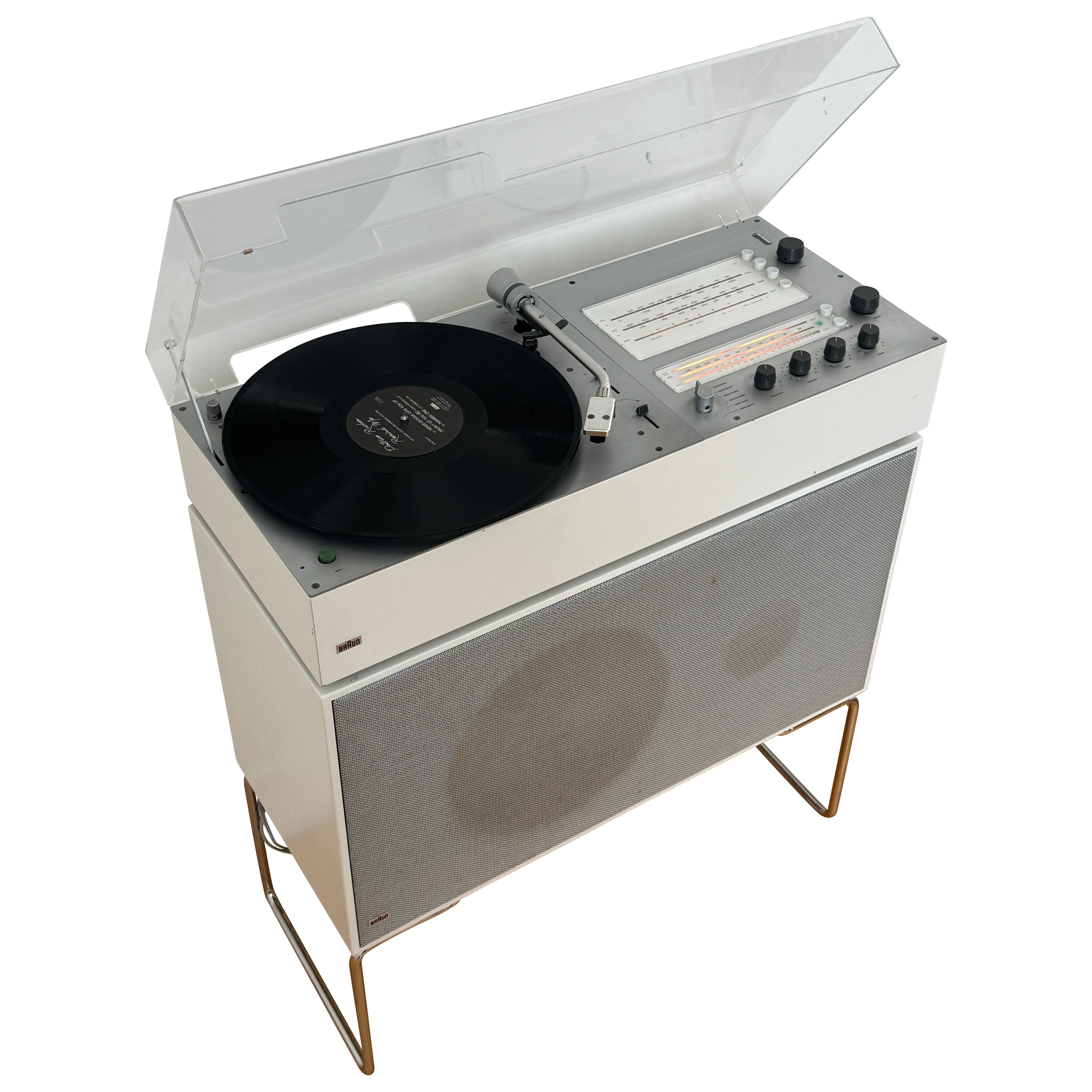 Braun Audio 300 Plattenspieler und L60 Stehhörer entworfen von Dieter Rams