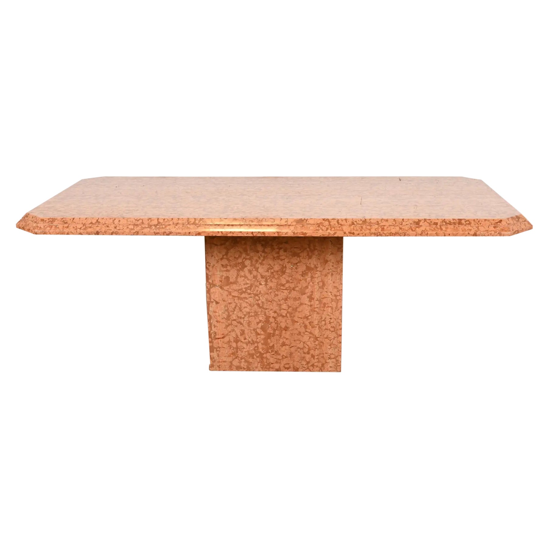 Modern Italian Rouge Marble Pedestal Dining Table, Circa 1970s