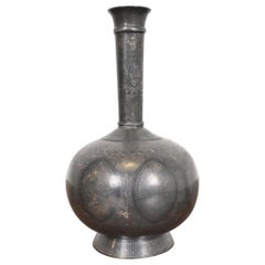 Vintage Bidriware Sterling Silver on Patinated Bronze Vase or Vessel
