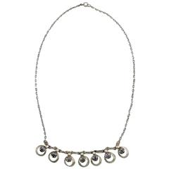 Danish Design Sterling Silver Necklace with Stones in Modern Design