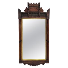 19th Century Victorian Eastlake Parcel Gilt Decorated Walnut Frame Mirror
