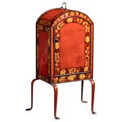 Antique Regency Scarlet and Gilt Japanned Tôle Plate Warmer