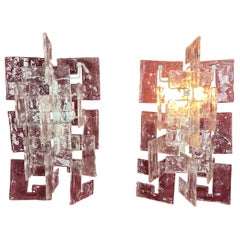 Set Of 2 Murano Glass Wall Lamps By Carlo Nason For Mazzega, 1960s