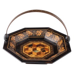 Tunbridge Ware Sewing Basket with Cubework c1875