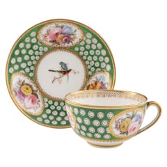 Taza de té y platillo de porcelana de Nantgarw c1820