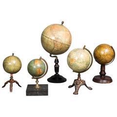 Set of Five Small 19th Century Globes