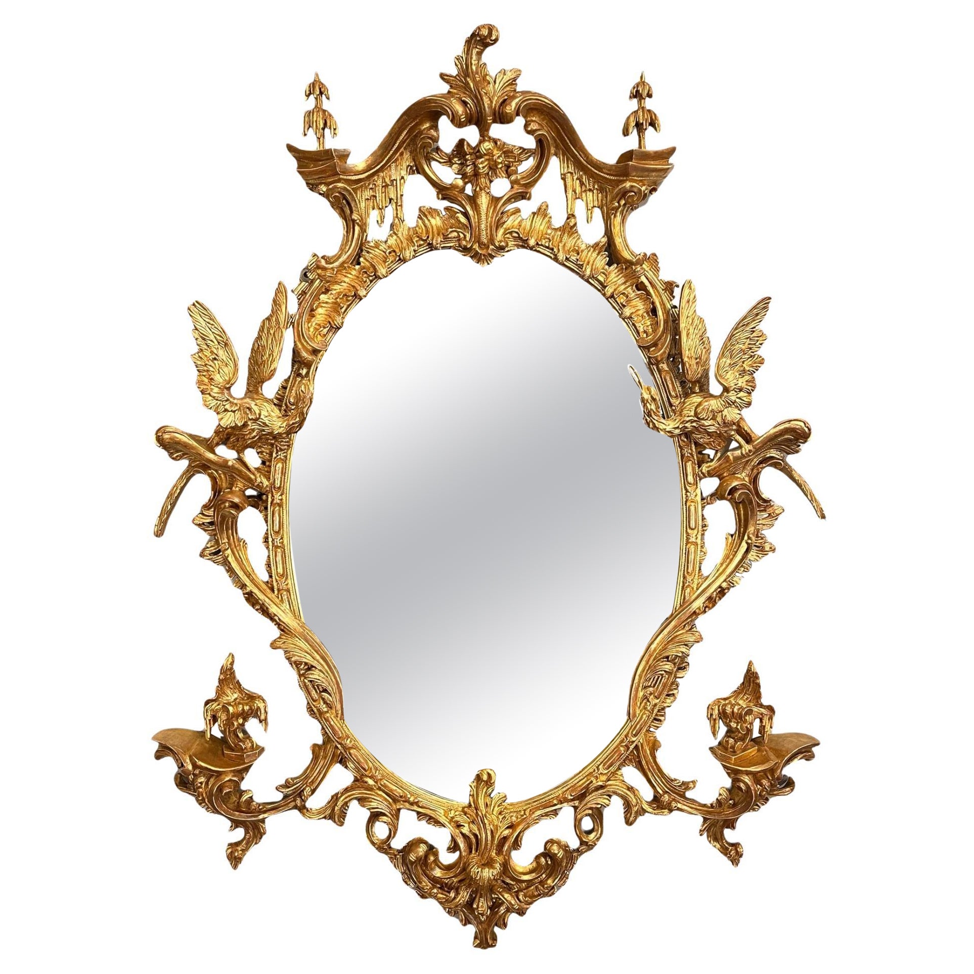 Miroir mural ovale du 19e siècle à la manière de Thomas Johnson en vente