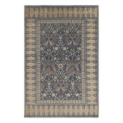Rug & Kilim's European Rug in Blue with Dragon Pictorial and Floral Patterns (tapis européen bleu à motifs floraux et de dragons)