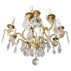 Six Holder Crystal chandelier Louis XV, 19th Century